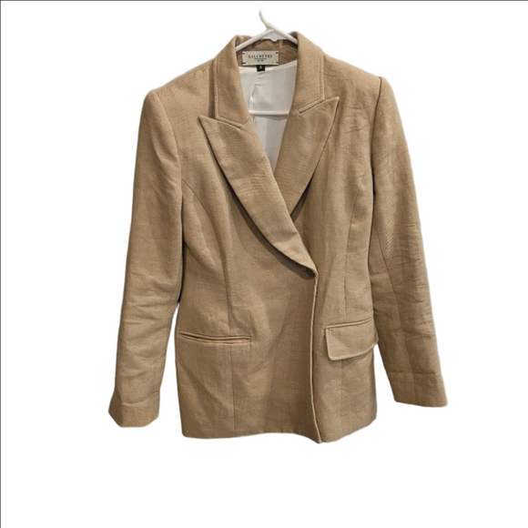 Women's KALLMEYER Beige Linen Blend Blazer Size 2 - Picture 3 of 9